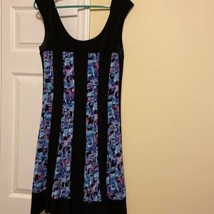 Black and multi colored dress.